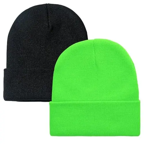 ZOORON 1&2 Pack Beanie for Men Women Slouchy Beanie Hats Winter Knit Caps Soft Ski Hat Unisex - ZOORON
