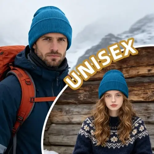 ZOORON Beanie for Men Women Slouchy Winter Beanie Hats Cuffed Skull Caps | Unisex, Double-Layer Warmth, Soft, Secure Fit, Windproof, Idea for Outdoor Work,Ski, Dog Walking, Daily use, Mens Gifts - 4