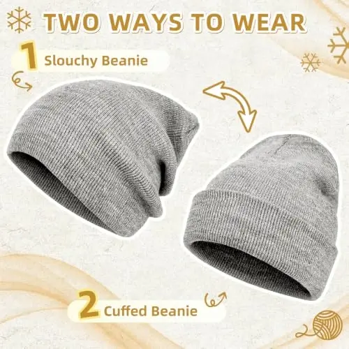 ZOORON Beanie for Men Women Slouchy Winter Beanie Hats Cuffed Skull Caps | Unisex, Double-Layer Warmth, Soft, Secure Fit, Windproof, Idea for Outdoor Work,Ski, Dog Walking, Daily use, Mens Gifts - 3