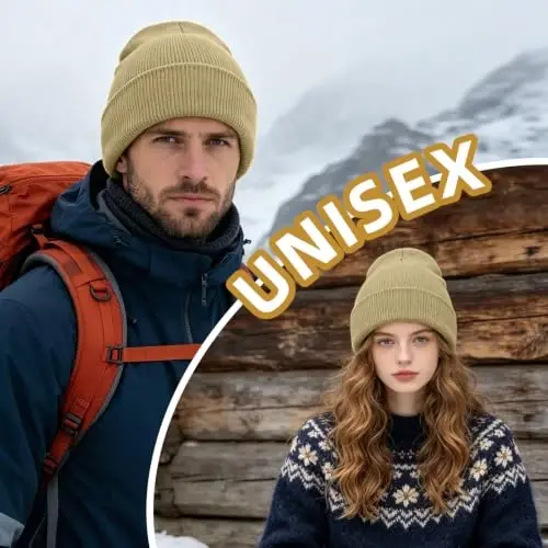 ZOORON Beanie for Men Women Slouchy Winter Beanie Hats Cuffed Skull Caps | Unisex, Double-Layer Warmth, Soft, Secure Fit, Windproof, Idea for Outdoor Work,Ski, Dog Walking, Daily use, Mens Gifts - 4