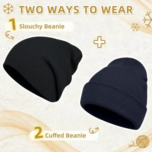ZOORON Beanie for Men Women Slouchy Winter Beanie Hats Cuffed Skull Caps | Unisex, Double-Layer Warmth, Soft, Secure Fit, Windproof, Idea for Outdoor Work,Ski, Dog Walking, Daily use, Mens Gifts - 3