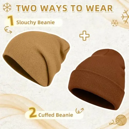 ZOORON Beanie for Men Women Slouchy Winter Beanie Hats Cuffed Skull Caps | Unisex, Double-Layer Warmth, Soft, Secure Fit, Windproof, Idea for Outdoor Work,Ski, Dog Walking, Daily use, Mens Gifts - 3