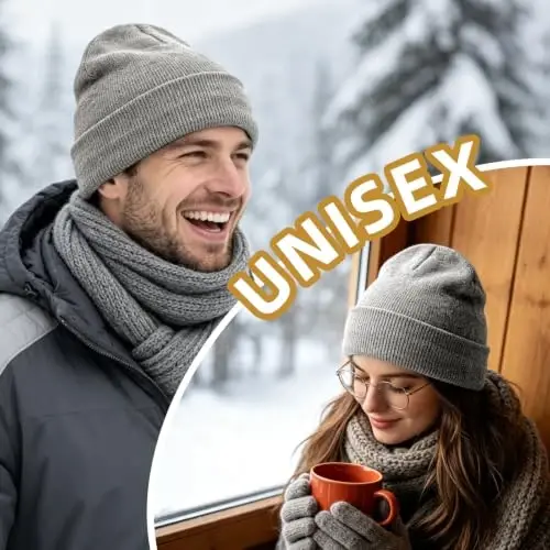 ZOORON Beanie for Men Women Slouchy Winter Beanie Hats Cuffed Skull Caps | Unisex, Double-Layer Warmth, Soft, Secure Fit, Windproof, Idea for Outdoor Work,Ski, Dog Walking, Daily use, Mens Gifts - 4