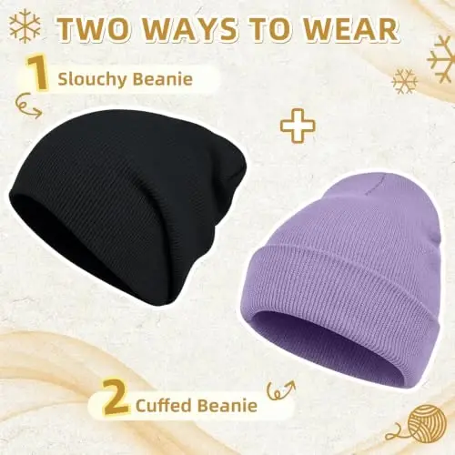 ZOORON Beanie for Men Women Slouchy Winter Beanie Hats Cuffed Skull Caps | Unisex, Double-Layer Warmth, Soft, Secure Fit, Windproof, Idea for Outdoor Work,Ski, Dog Walking, Daily use, Mens Gifts - 3