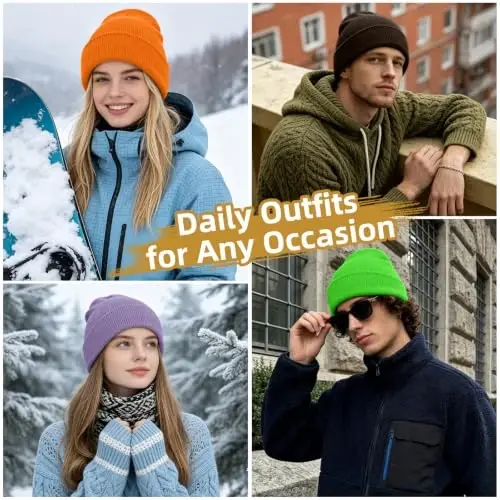 ZOORON Beanie for Men Women Slouchy Winter Beanie Hats Cuffed Skull Caps | Unisex, Double-Layer Warmth, Soft, Secure Fit, Windproof, Idea for Outdoor Work,Ski, Dog Walking, Daily use, Mens Gifts - 6