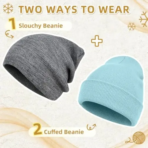 ZOORON Beanie for Men Women Slouchy Winter Beanie Hats Cuffed Skull Caps | Unisex, Double-Layer Warmth, Soft, Secure Fit, Windproof, Idea for Outdoor Work,Ski, Dog Walking, Daily use, Mens Gifts - 3