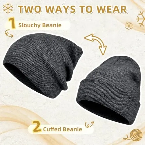 ZOORON Beanie for Men Women Slouchy Winter Beanie Hats Cuffed Skull Caps | Unisex, Double-Layer Warmth, Soft, Secure Fit, Windproof, Idea for Outdoor Work,Ski, Dog Walking, Daily use, Mens Gifts - 3