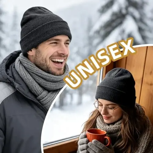 ZOORON Beanie for Men Women Slouchy Winter Beanie Hats Cuffed Skull Caps | Unisex, Double-Layer Warmth, Soft, Secure Fit, Windproof, Idea for Outdoor Work,Ski, Dog Walking, Daily use, Mens Gifts - 4