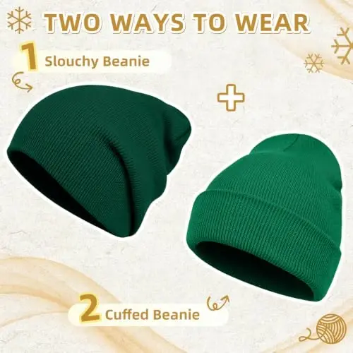 ZOORON Beanie for Men Women Slouchy Winter Beanie Hats Cuffed Skull Caps | Unisex, Double-Layer Warmth, Soft, Secure Fit, Windproof, Idea for Outdoor Work,Ski, Dog Walking, Daily use, Mens Gifts - 3