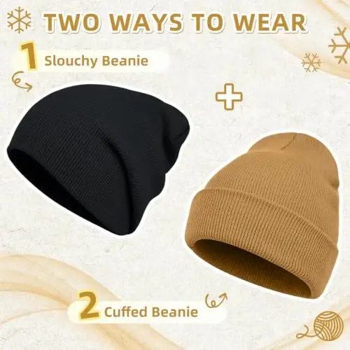 ZOORON Beanie for Men Women Slouchy Winter Beanie Hats Cuffed Skull Caps | Unisex, Double-Layer Warmth, Soft, Secure Fit, Windproof, Idea for Outdoor Work,Ski, Dog Walking, Daily use, Mens Gifts - 3