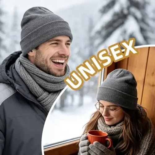 ZOORON Beanie for Men Women Slouchy Winter Beanie Hats Cuffed Skull Caps | Unisex, Double-Layer Warmth, Soft, Secure Fit, Windproof, Idea for Outdoor Work,Ski, Dog Walking, Daily use, Mens Gifts - 4