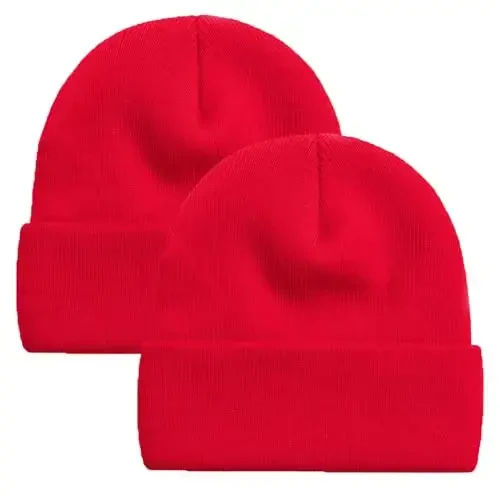ZOORON 1 & 2 Packs Beanie for Men Women Warm Winter Hats Acrylic Knit Cuffed Beanie Cap Unisex 