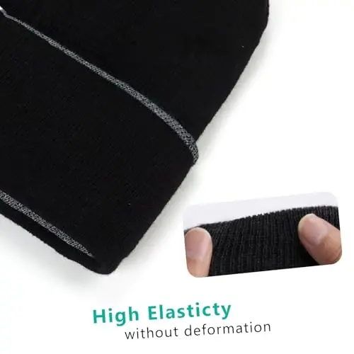 ZOORON 1 & 2 Packs Beanie for Men Women Warm Winter Hats Acrylic Knit Cuffed Beanie Cap Unisex - 4