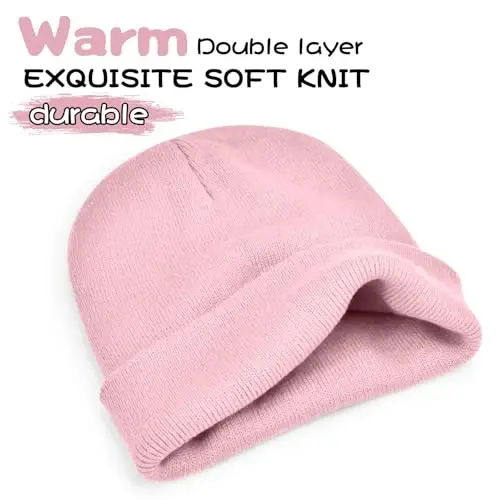 ZOORON 1 & 2 Packs Beanie for Men Women Warm Winter Hats Acrylic Knit Cuffed Beanie Cap Unisex - 1