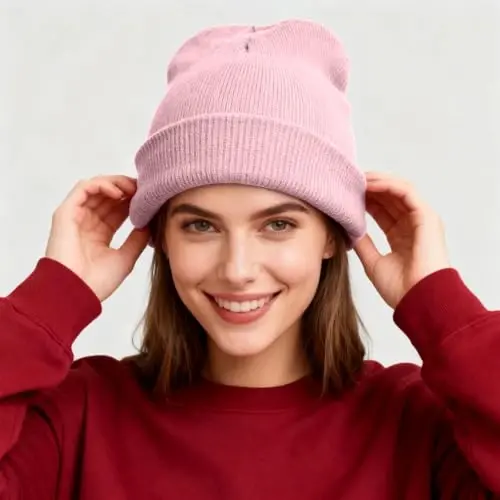 ZOORON 1 & 2 Packs Beanie for Men Women Warm Winter Hats Acrylic Knit Cuffed Beanie Cap Unisex - 2