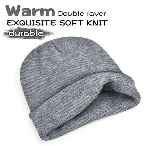 ZOORON Beanie for Men Women Warm Winter Hat Unisex Soft Knit Cuffed Beanie Skull Cap 