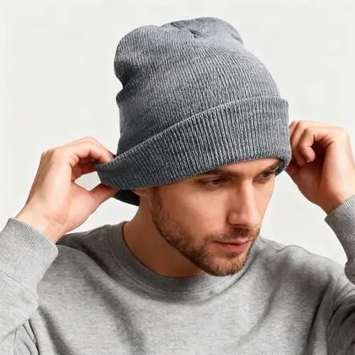 ZOORON 1 & 2 Packs Beanie for Men Women Warm Winter Hats Acrylic Knit Cuffed Beanie Cap Unisex - ZOORON (1)