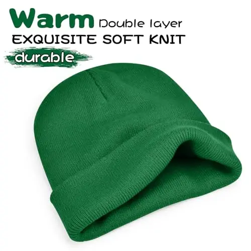 ZOORON 1 & 2 Packs Beanie for Men Women Warm Winter Hats Acrylic Knit Cuffed Beanie Cap Unisex - 1