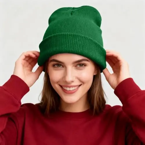 ZOORON 1 & 2 Packs Beanie for Men Women Warm Winter Hats Acrylic Knit Cuffed Beanie Cap Unisex - 2