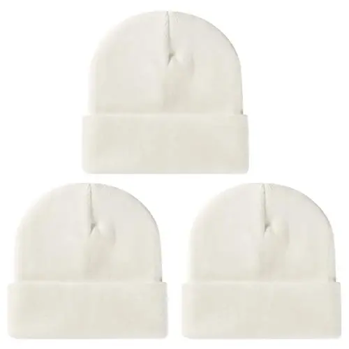 ZOORON 1 & 2 Packs Beanie for Men Women Warm Winter Hats Acrylic Knit Cuffed Beanie Cap Unisex - 1