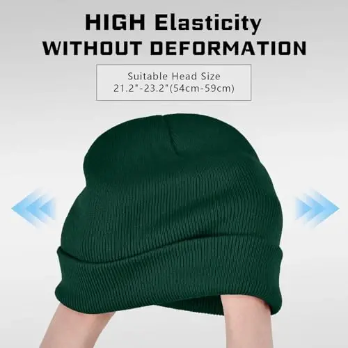 ZOORON 1 & 2 Packs Beanie for Men Women Warm Winter Hats Acrylic Knit Cuffed Beanie Cap Unisex - 3