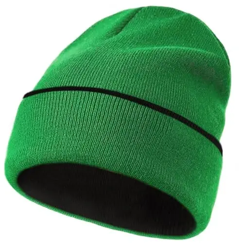 ZOORON 1 & 2 Packs Beanie for Men Women Warm Winter Hats Acrylic Knit Cuffed Beanie Cap Unisex - 1