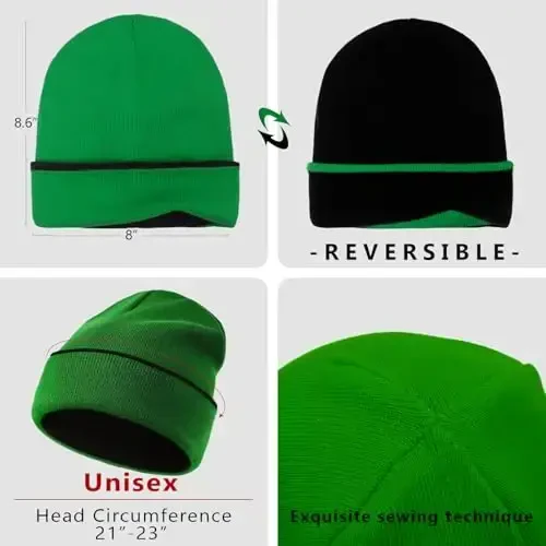 ZOORON 1 & 2 Packs Beanie for Men Women Warm Winter Hats Acrylic Knit Cuffed Beanie Cap Unisex - ZOORON (1)