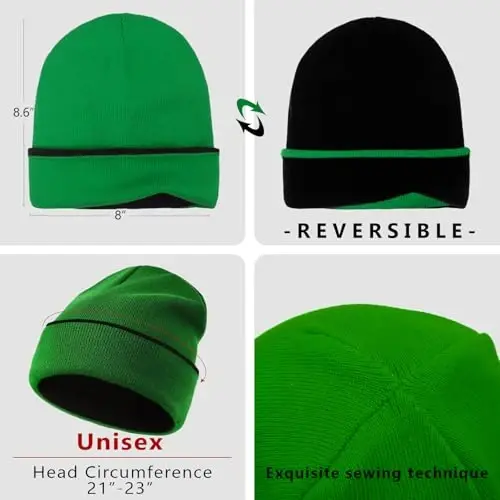ZOORON 1 & 2 Packs Beanie for Men Women Warm Winter Hats Acrylic Knit Cuffed Beanie Cap Unisex - 2