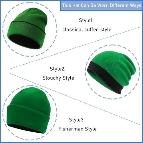 ZOORON 1 & 2 Packs Beanie for Men Women Warm Winter Hats Acrylic Knit Cuffed Beanie Cap Unisex - 5