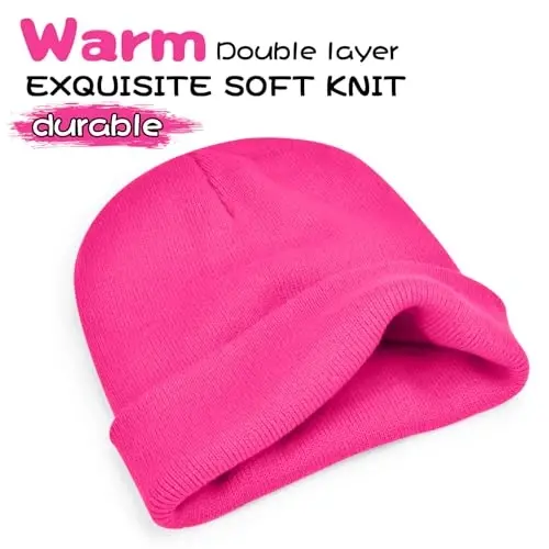 ZOORON 1 & 2 Packs Beanie for Men Women Warm Winter Hats Acrylic Knit Cuffed Beanie Cap Unisex - 1