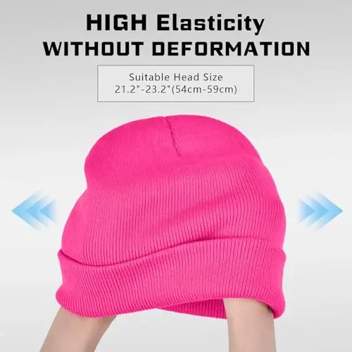 ZOORON 1 & 2 Packs Beanie for Men Women Warm Winter Hats Acrylic Knit Cuffed Beanie Cap Unisex - 3