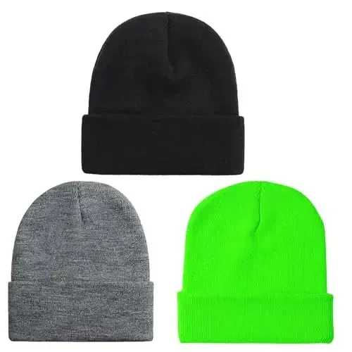 ZOORON 1 & 2 Packs Beanie for Men Women Warm Winter Hats Acrylic Knit Cuffed Beanie Cap Unisex 