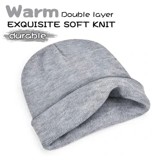 ZOORON Beanie for Men Women Warm Winter Hat Unisex Soft Knit Cuffed Beanie Skull Cap - 2