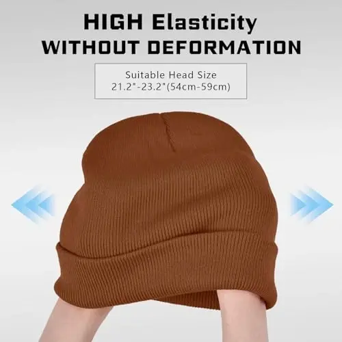ZOORON Beanie for Men Women Warm Winter Hat Unisex Soft Knit Cuffed Beanie Skull Cap - 3