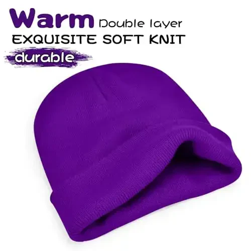 ZOORON 1 & 2 Packs Beanie for Men Women Warm Winter Hats Acrylic Knit Cuffed Beanie Cap Unisex 