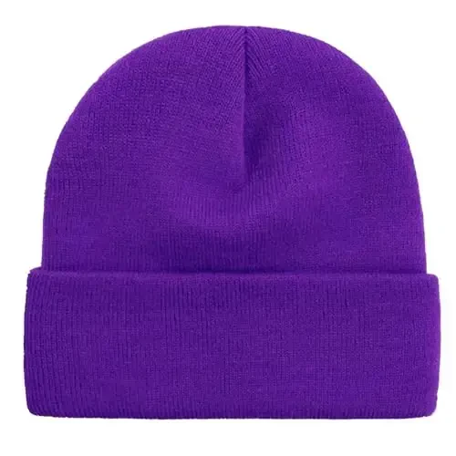 ZOORON 1 & 2 Packs Beanie for Men Women Warm Winter Hats Acrylic Knit Cuffed Beanie Cap Unisex - 6