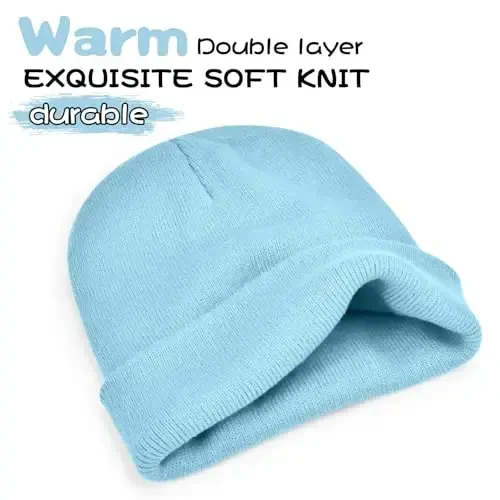 ZOORON 1 & 2 Packs Beanie for Men Women Warm Winter Hats Acrylic Knit Cuffed Beanie Cap Unisex 