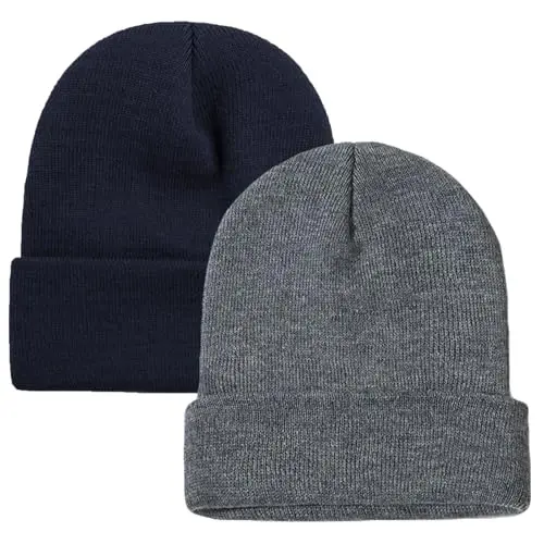 ZOORON 1&2 Pack Beanie for Men Women Slouchy Beanie Hats Winter Knit Caps Soft Ski Hat Unisex - 1