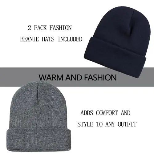 ZOORON 1&2 Pack Beanie for Men Women Slouchy Beanie Hats Winter Knit Caps Soft Ski Hat Unisex - ZOORON (1)