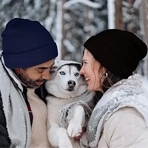 ZOORON 1&2 Pack Beanie for Men Women Slouchy Beanie Hats Winter Knit Caps Soft Ski Hat Unisex - 6