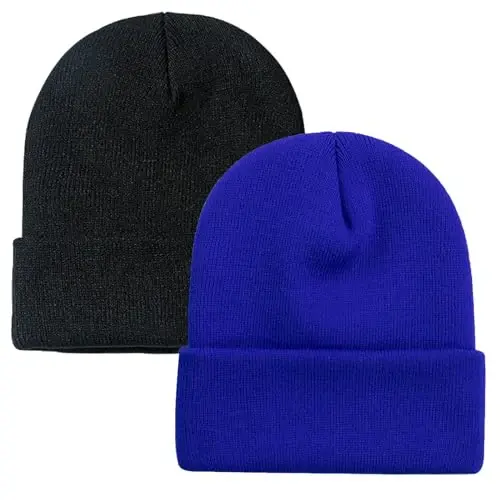ZOORON 1&2 Pack Beanie for Men Women Slouchy Beanie Hats Winter Knit Caps Soft Ski Hat Unisex - 1