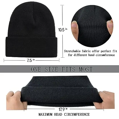 ZOORON 1&2 Pack Beanie for Men Women Slouchy Beanie Hats Winter Knit Caps Soft Ski Hat Unisex - 3