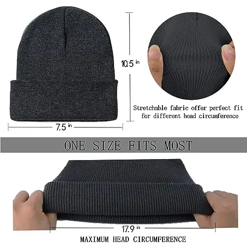 ZOORON 1&2 Pack Beanie for Men Women Slouchy Beanie Hats Winter Knit Caps Soft Ski Hat Unisex - 3