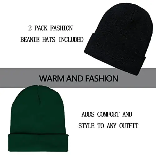 ZOORON 1&2 Pack Beanie for Men Women Slouchy Beanie Hats Winter Knit Caps Soft Ski Hat Unisex - 2