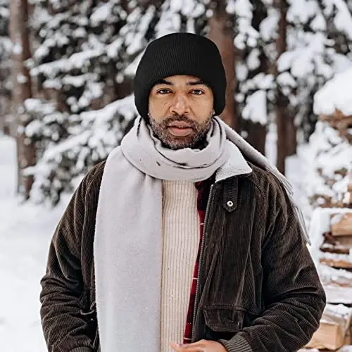ZOORON 1&2 Pack Beanie for Men Women Slouchy Beanie Hats Winter Knit Caps Soft Ski Hat Unisex - 4