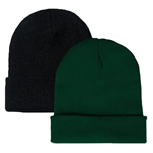 ZOORON 1&2 Pack Beanie for Men Women Slouchy Beanie Hats Winter Knit Caps Soft Ski Hat Unisex - 1
