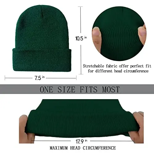 ZOORON 1&2 Pack Beanie for Men Women Slouchy Beanie Hats Winter Knit Caps Soft Ski Hat Unisex - 3