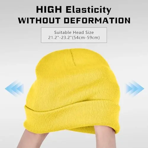 ZOORON 1 & 2 Packs Beanie for Men Women Warm Winter Hats Acrylic Knit Cuffed Beanie Cap Unisex - 3