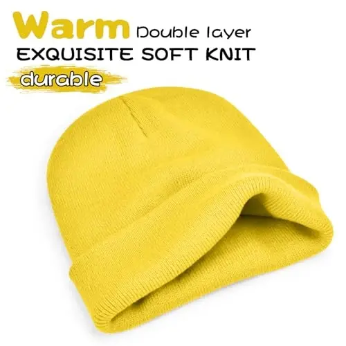 ZOORON 1 & 2 Packs Beanie for Men Women Warm Winter Hats Acrylic Knit Cuffed Beanie Cap Unisex - 1