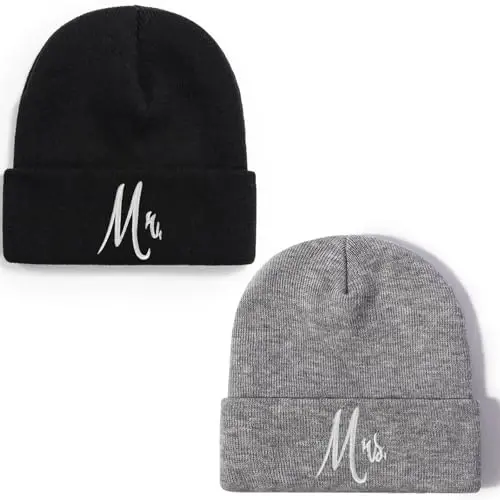 ZOORON 1 & 2 Packs Beanie for Men Women Warm Winter Hats Acrylic Knit Cuffed Beanie Cap Unisex - 1